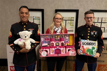 Collecting toys for Marine Corps Toys for Tots