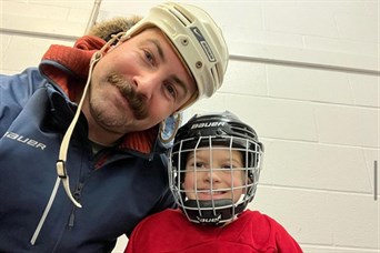 My son Cooper and I getting ready for practice