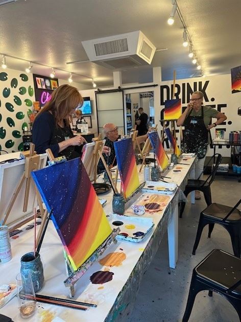 Paint & Sip event at the Brush Bar