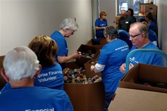 Sorting food at the Columbia County Cares Food Pantry.