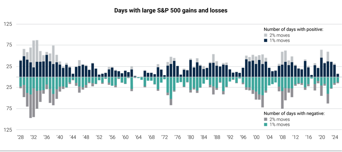 Days with large S&P 500 gains and losses