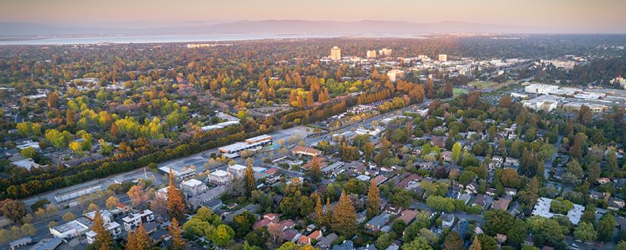 Menlo Park in Silicon Valley at sunset 