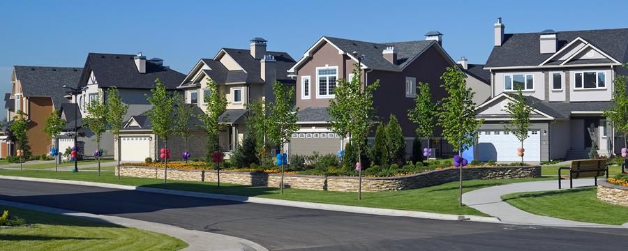 A row of suburban houses.