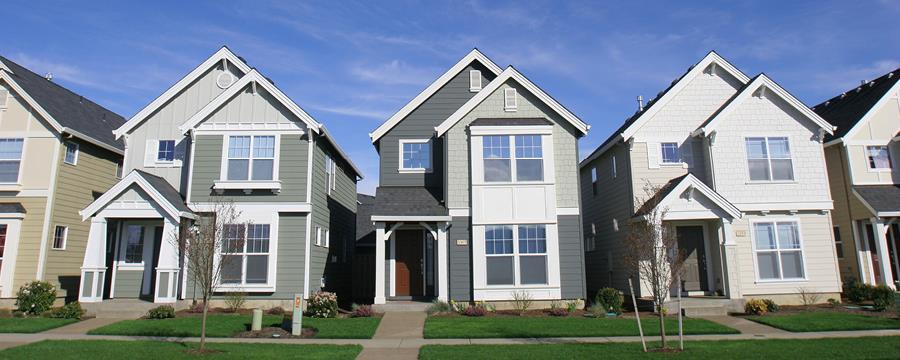 A row of suburban homes