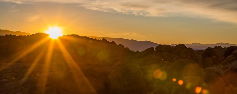 Sunrise over the hills. 