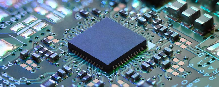 A closeup shot of a computer chip on a mainboard.