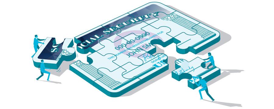 Social Security card puzzle pieces