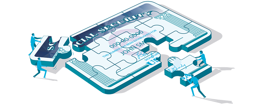 Social Security card puzzle pieces