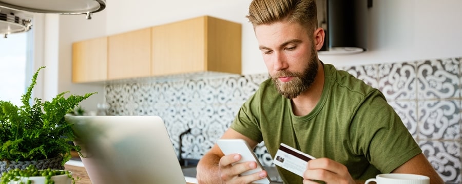 Man making an online purchase