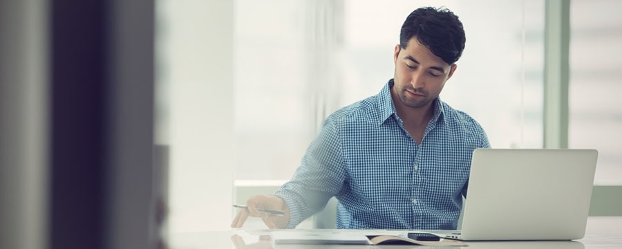 Businessman reviewing investments