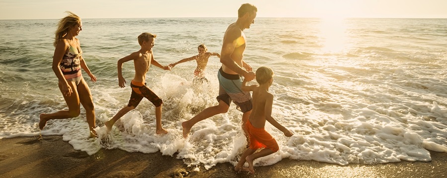 Family on beach