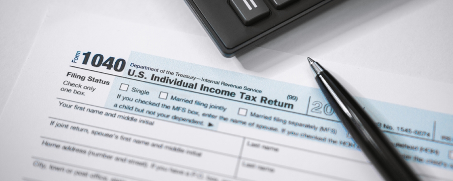 IRS income tax return form 1040 