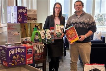 Silviya & Tom organizing the donations.